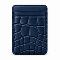 MagSafe Card Holder — Double Pocket — Crocodile Embossed Calfskin — Blue
