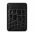 MagSafe Card Holder — Double Pocket — Crocodile Embossed Calfskin — Glossy Black