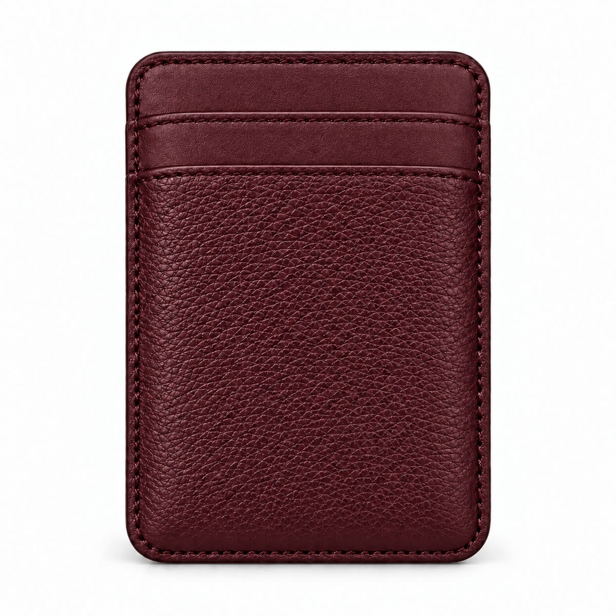 MagSafe Card Holder — Double Pocket — Grained Calfskin — Burgundy