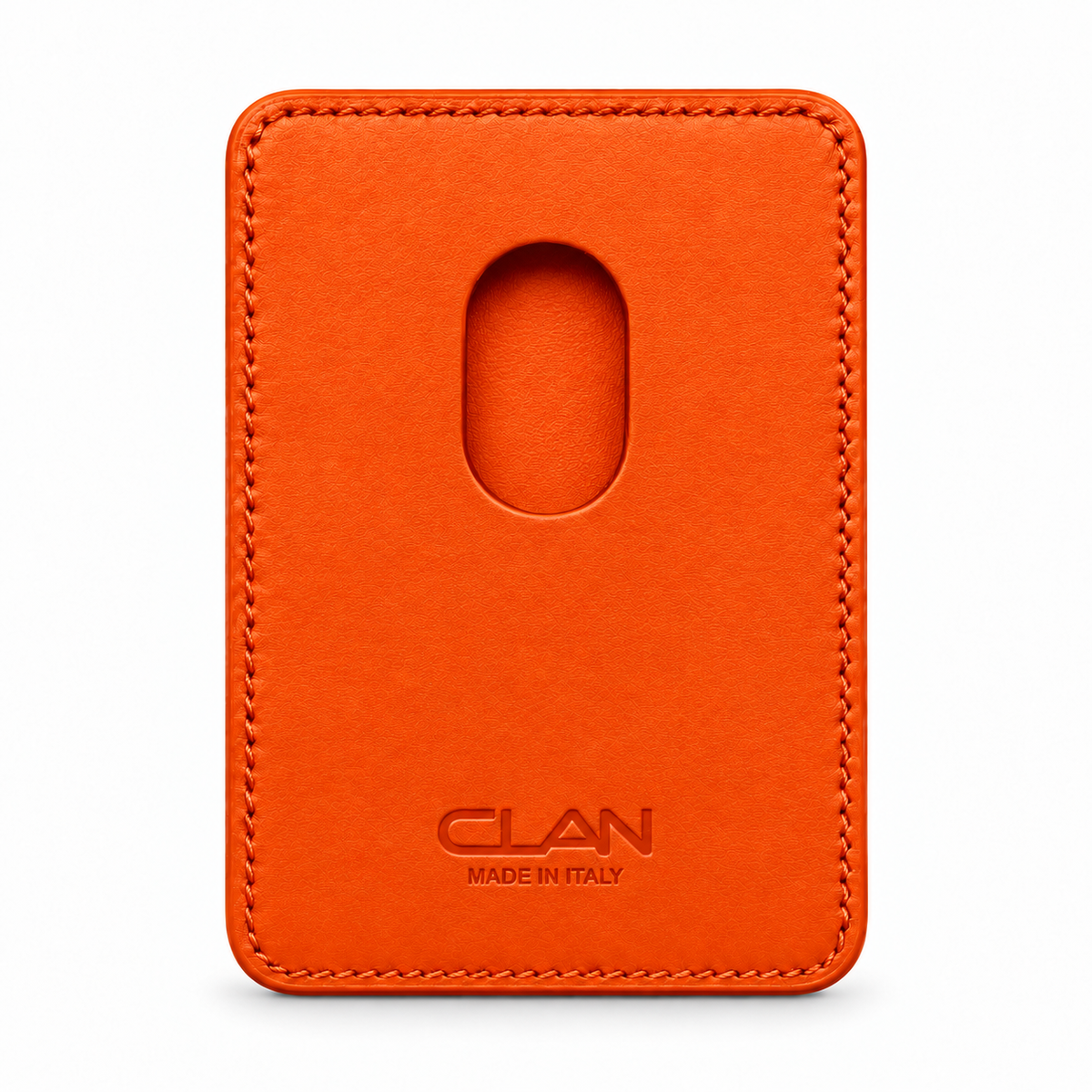 MagSafe Card Holder — Double Pocket — Grained Calfskin — Orange