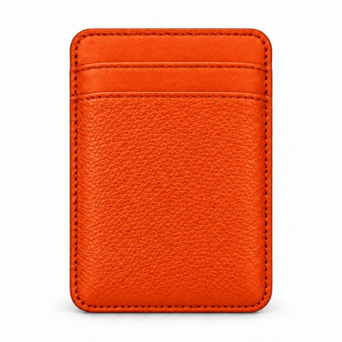 MagSafe Card Holder — Double Pocket — Grained Calfskin — Orange