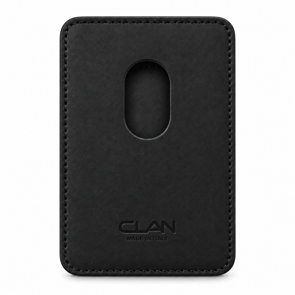 CLAN MagSafe Single Pocket card holder — alligator and matching smooth calfskin — Black — back