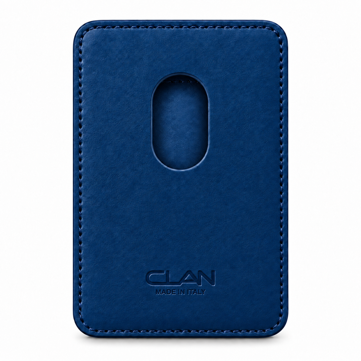 CLAN MagSafe Single Pocket card holder — alligator and matching smooth calfskin — Blue Ocean — back