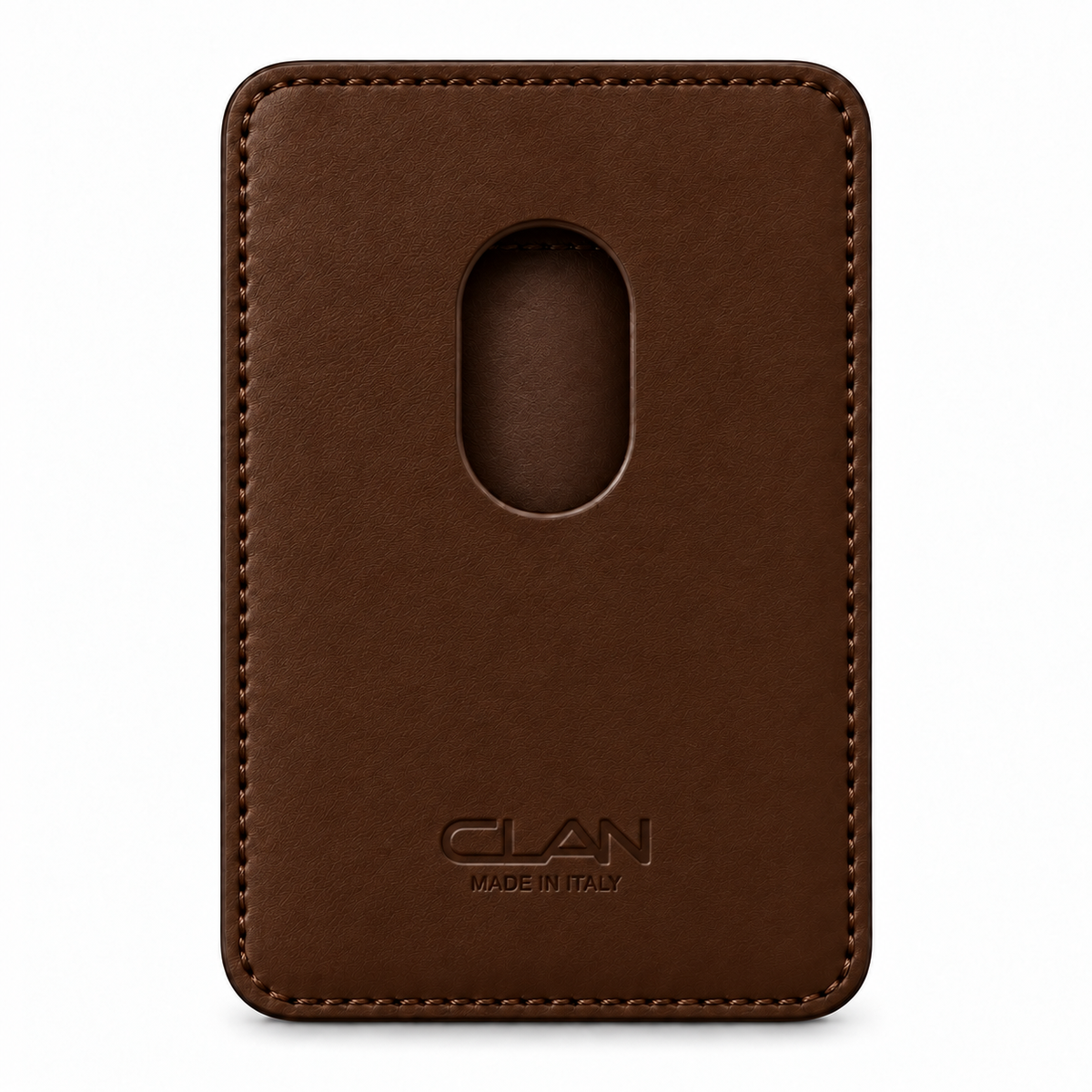 CLAN MagSafe Single Pocket card holder — alligator and matching smooth calfskin — Chocolate — back