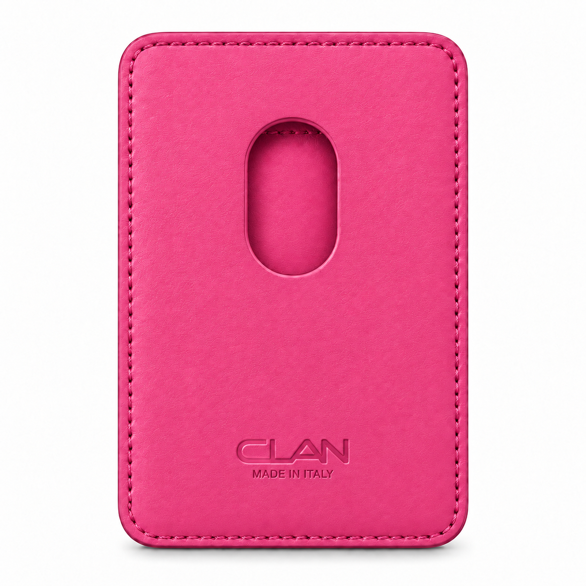 CLAN MagSafe Single Pocket card holder — alligator and matching smooth calfskin — Pink — back