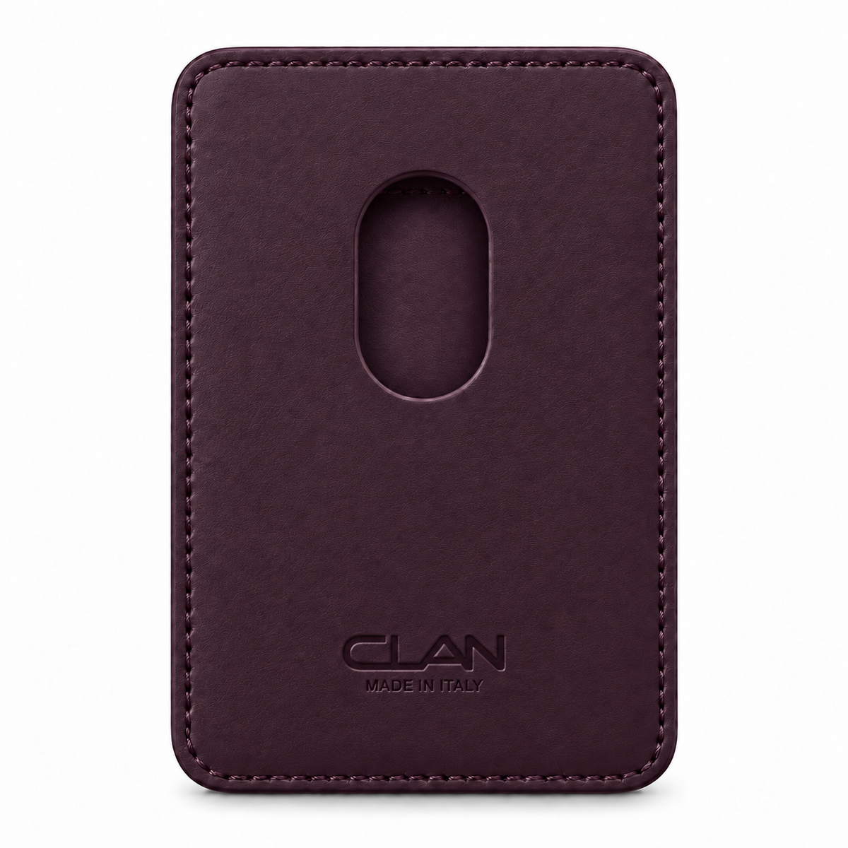 CLAN MagSafe Single Pocket card holder — alligator and matching smooth calfskin — Purple — back