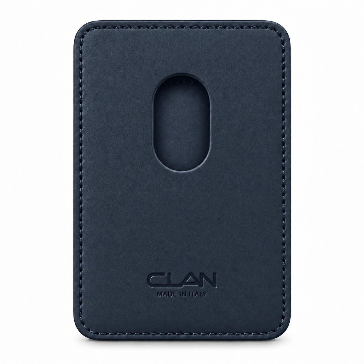 CLAN MagSafe Single Pocket card holder — smooth calfskin — Blue — back