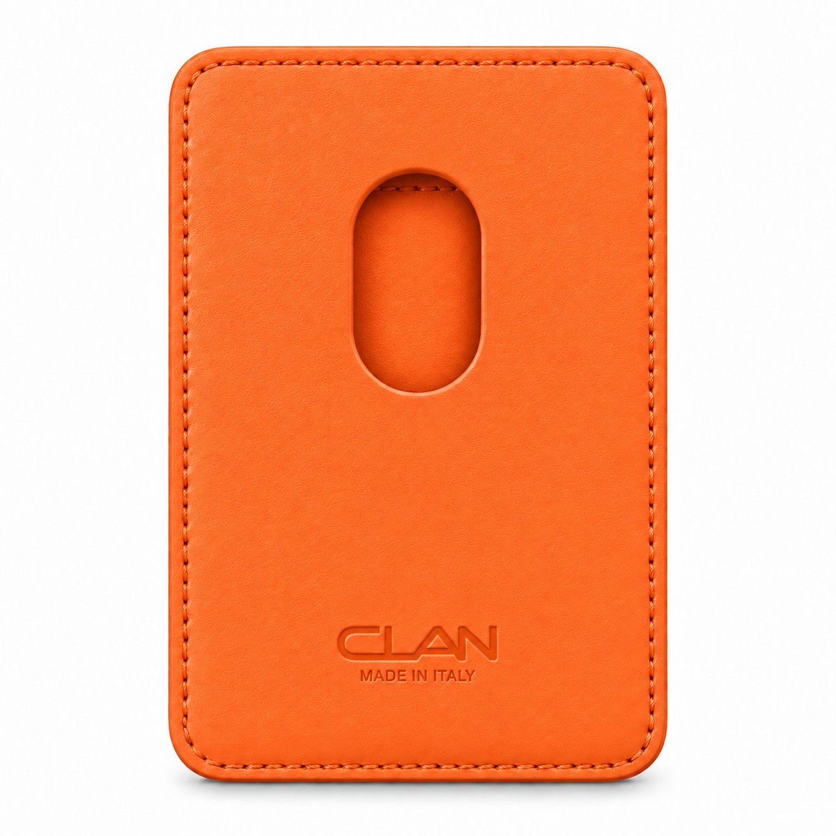 CLAN MagSafe Single Pocket card holder — smooth calfskin — Orange — back