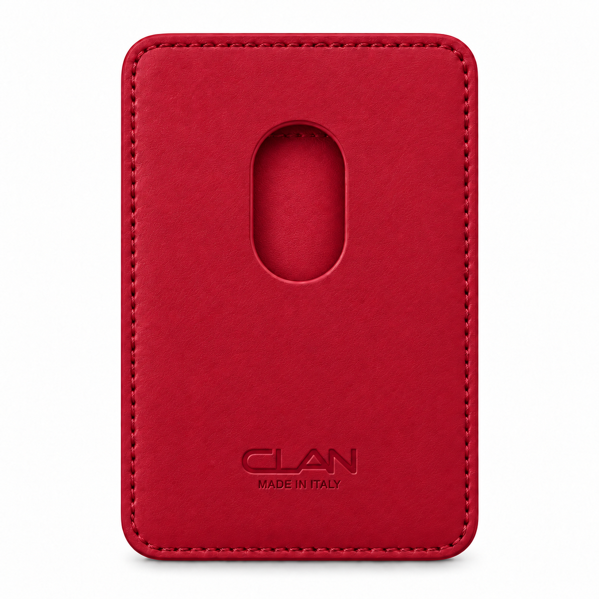 CLAN MagSafe Single Pocket card holder — smooth calfskin — Red — back