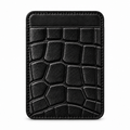 MagSafe Card Holder — Single Pocket — Crocodile Embossed Calfskin — Black