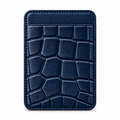 MagSafe Card Holder — Single Pocket — Crocodile Embossed Calfskin — Blue