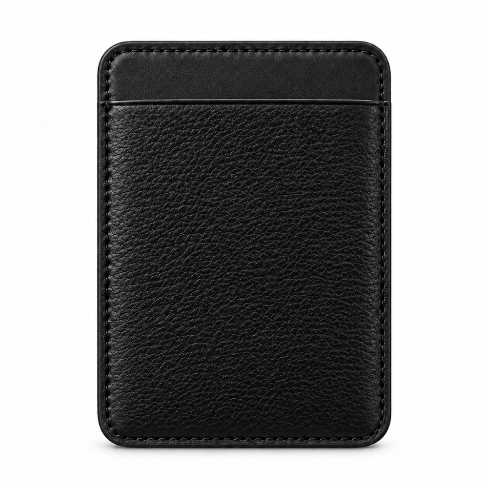 MagSafe-Kartenetuis — Single Pocket — Genarbtes Kalbsleder — Schwarz