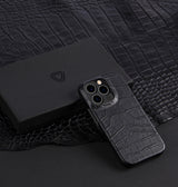 iPhone 14 Pro — Vitello stampato coccodrillo — Nero — Visualizza immagine 5