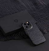 iPhone 14 — Vitello stampato coccodrillo — Nero — Visualizza immagine 5