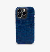 iPhone 14 Pro — Vitello stampato coccodrillo — Blu — Visualizza immagine 1