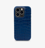 iPhone 14 — Vitello stampato coccodrillo — Blu — Visualizza immagine 1