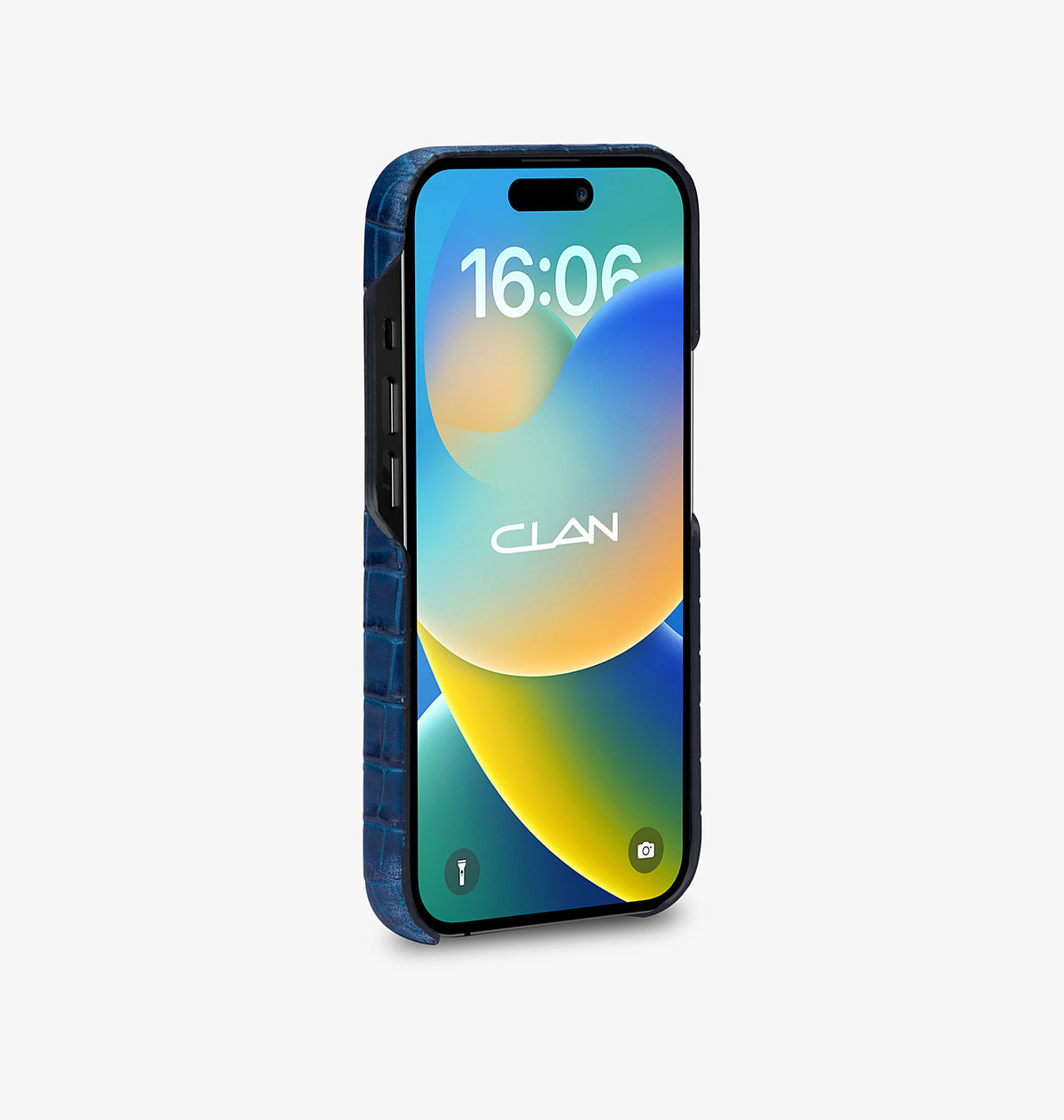 iPhone 14 Pro — Vitello stampato coccodrillo — Blu — Visualizza immagine 3