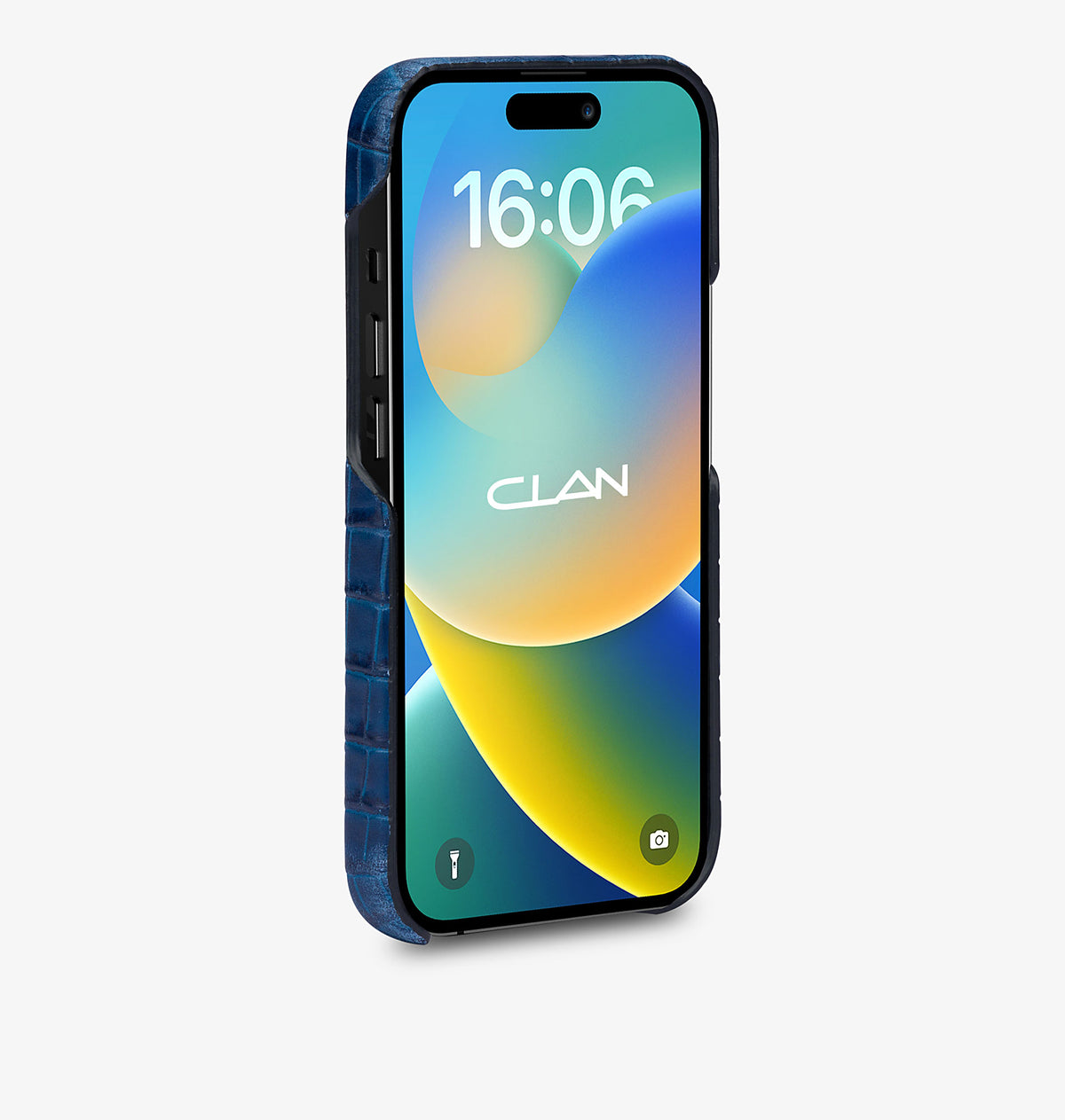 iPhone 14 Pro Max — Vitello stampato coccodrillo — Blu — Visualizza immagine 3