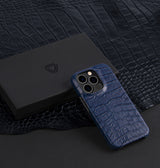 iPhone 14 Pro — Vitello stampato coccodrillo — Blu — Visualizza immagine 5