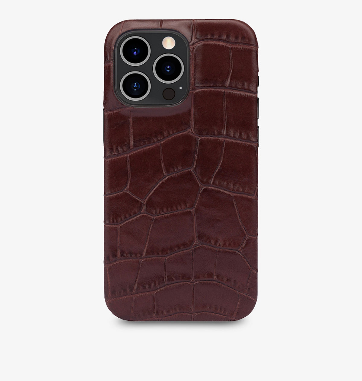 iPhone 13 Pro Max — Veau embossé crocodile — Glossy Marron — Voir l’image 1
