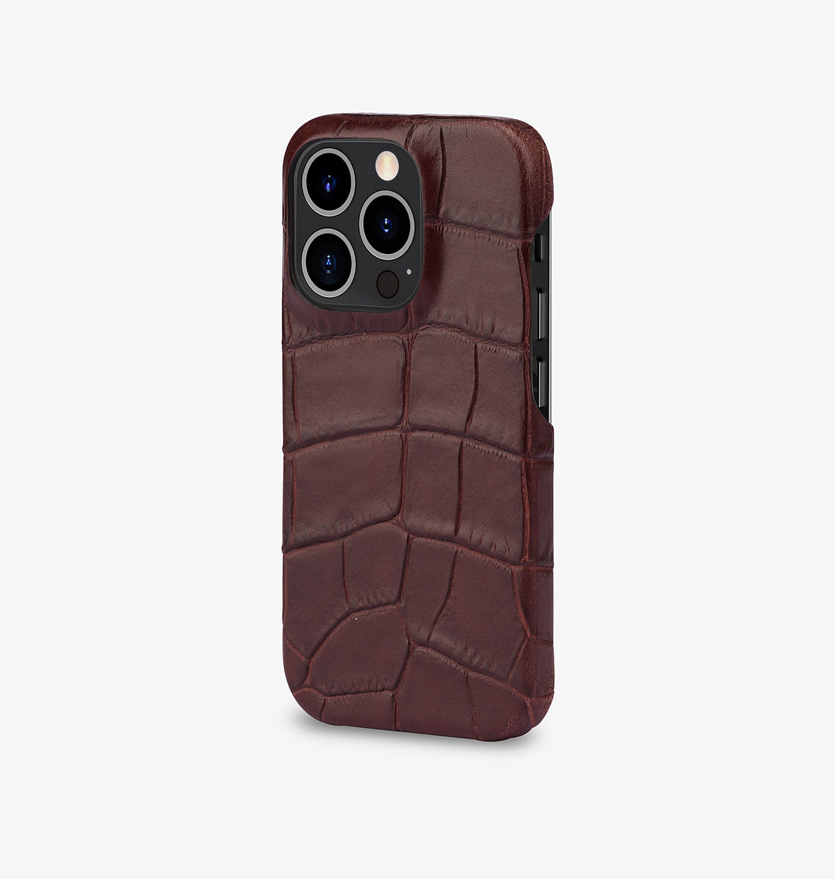 iPhone 14 — Vitello stampato coccodrillo — Marrone Lucido — Visualizza immagine 2