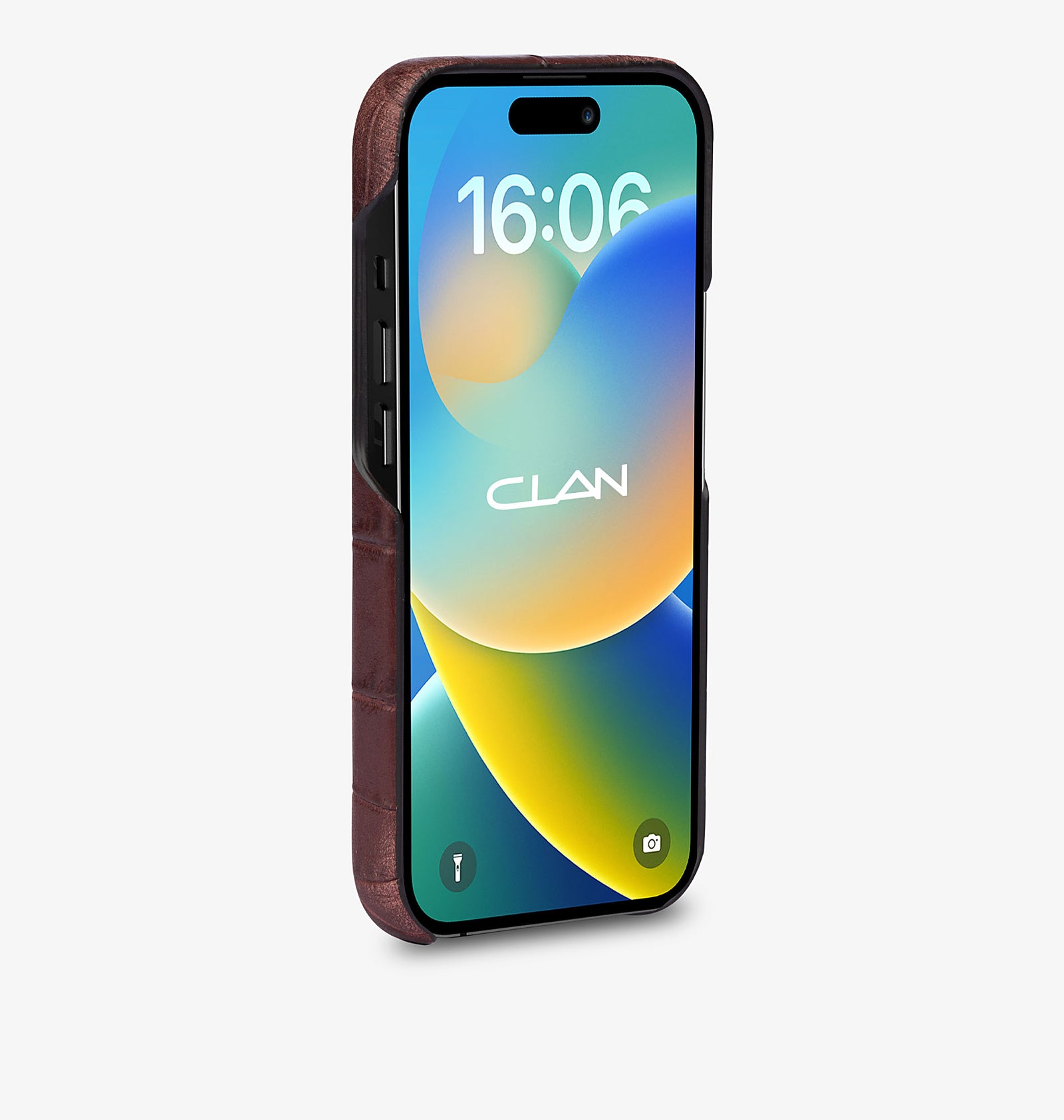 iPhone 14 Pro Max — Veau embossé crocodile — Glossy Marron — Voir l’image 3