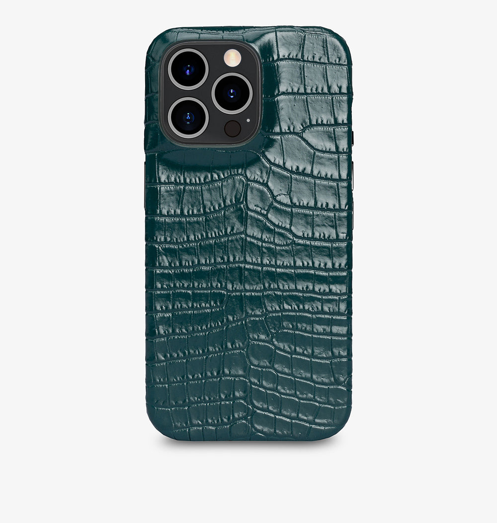iPhone 14 Pro Max — Crocodile-Embossed Calfskin — Dark Green