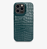iPhone 14 Pro Max — Crocodile-embossed calfskin — Dark Green — View image 1