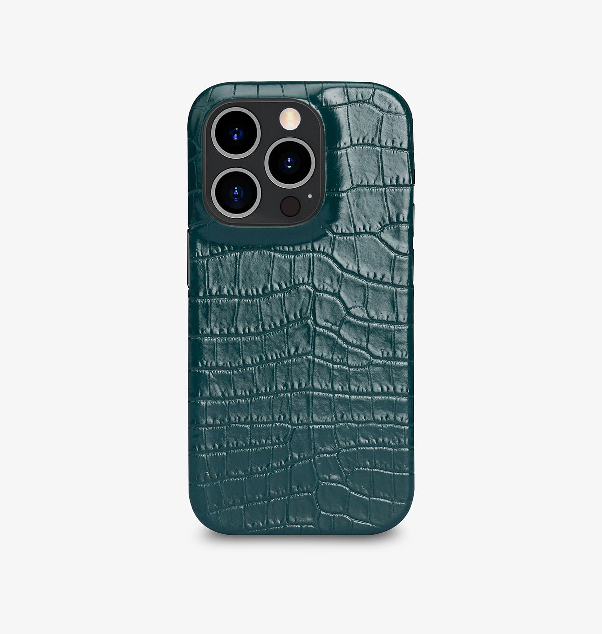 iPhone 14 Pro — Vitello stampato coccodrillo — Verde scuro — Visualizza immagine 1
