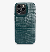 iPhone 13 Pro Max — Vitello stampato coccodrillo — Verde Scuro — Visualizza immagine 1