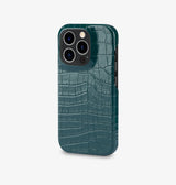 iPhone 14 Pro — Vitello stampato coccodrillo — Verde scuro — Visualizza immagine 2