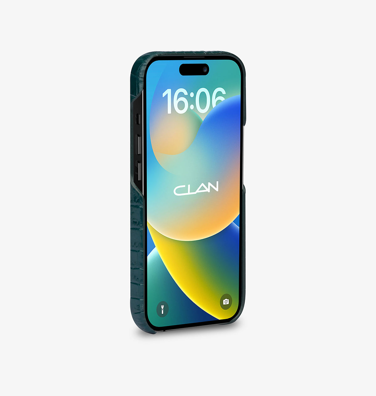 iPhone 14 Pro — Vitello stampato coccodrillo — Verde scuro — Visualizza immagine 3