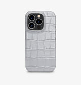 iPhone 14 Pro — Veau embossé crocodile — Glossy Grey — Voir l’image 1