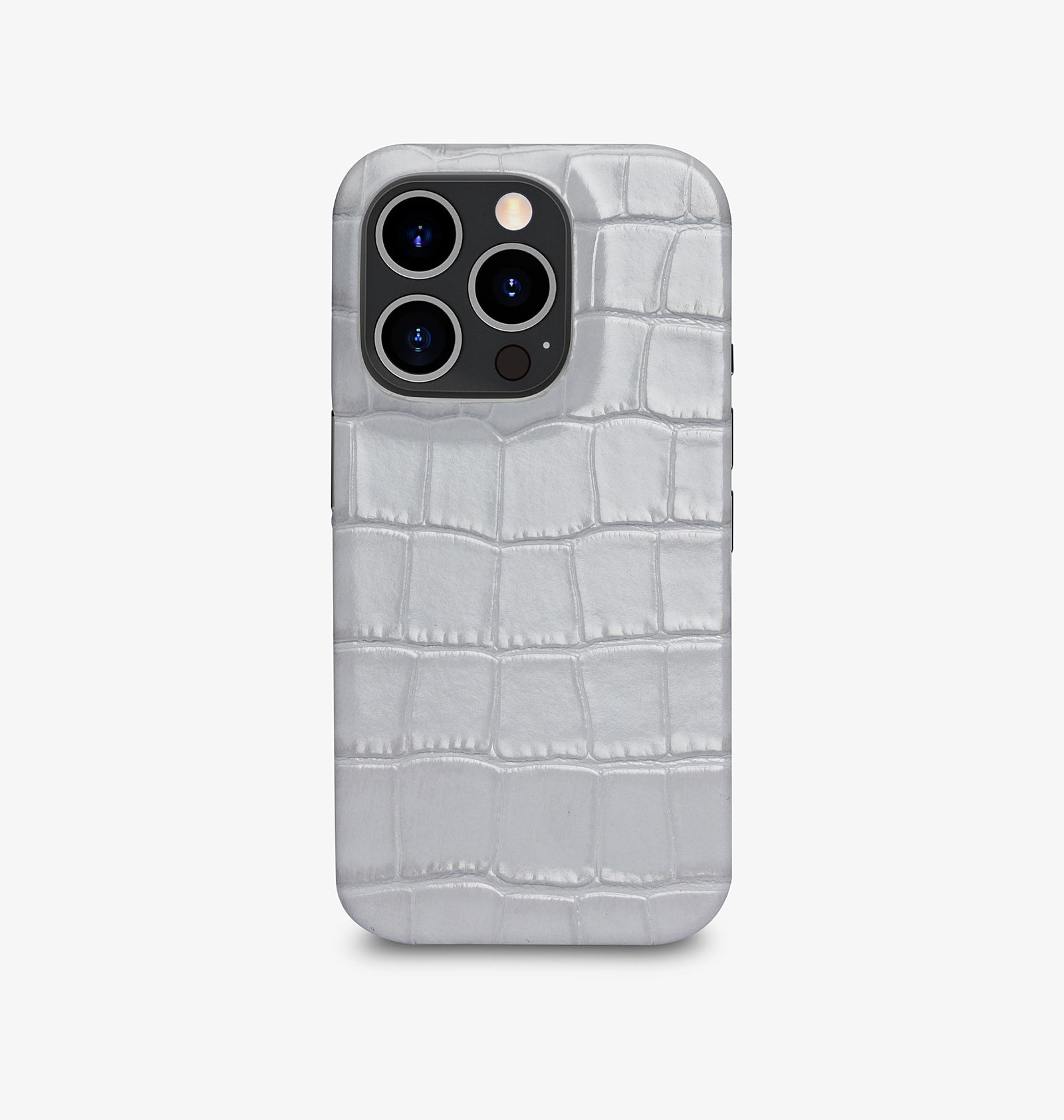 iPhone 14 Pro — Veau embossé crocodile — Glossy Grey — Voir l’image 1