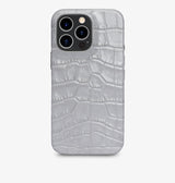 iPhone 14 Pro Max — Veau embossé crocodile — Glossy Grey — Voir l’image 1