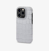 iPhone 14 — Vitello stampato coccodrillo — Grigio Lucido — Visualizza immagine 2