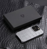 iPhone 14 Pro — Veau embossé crocodile — Glossy Grey — Voir l’image 5