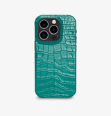 iPhone 14 Pro — Vitello stampato coccodrillo — Turchese lucido — Visualizza immagine 1