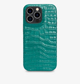 iPhone 14 Pro Max — Crocodile-embossed calfskin — Glossy Turquoise — View image 1