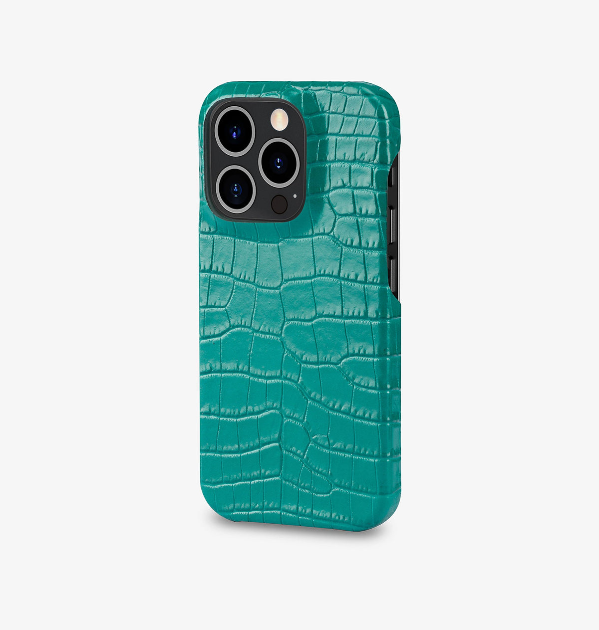 iPhone 14 — Vitello stampato coccodrillo — Turchese Lucido — Visualizza immagine 2