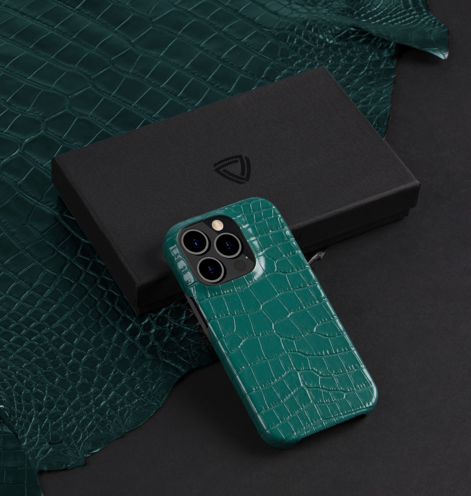 iPhone 14 Pro — Vitello stampato coccodrillo — Turchese lucido — Visualizza immagine 5