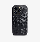 iPhone 14 — Vitello stampato coccodrillo — Nero — Visualizza immagine 1