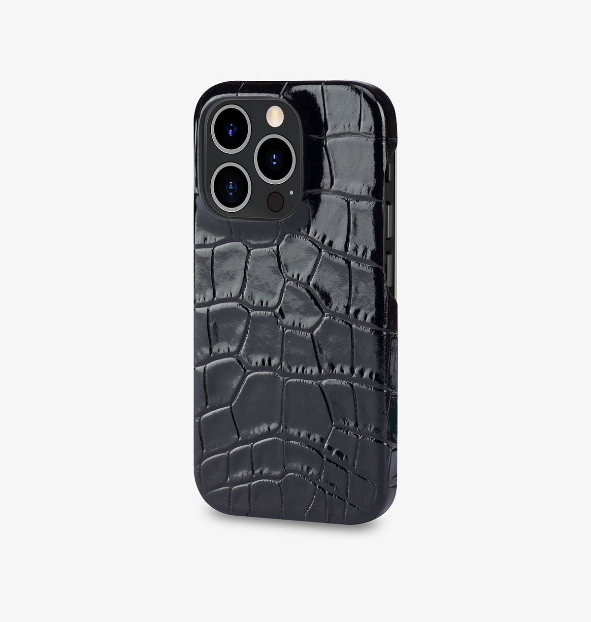 iPhone 14 Pro — Veau embossé crocodile — Noir brillant — Voir l’image 2