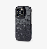 iPhone 14 — Vitello stampato coccodrillo — Nero — Visualizza immagine 2