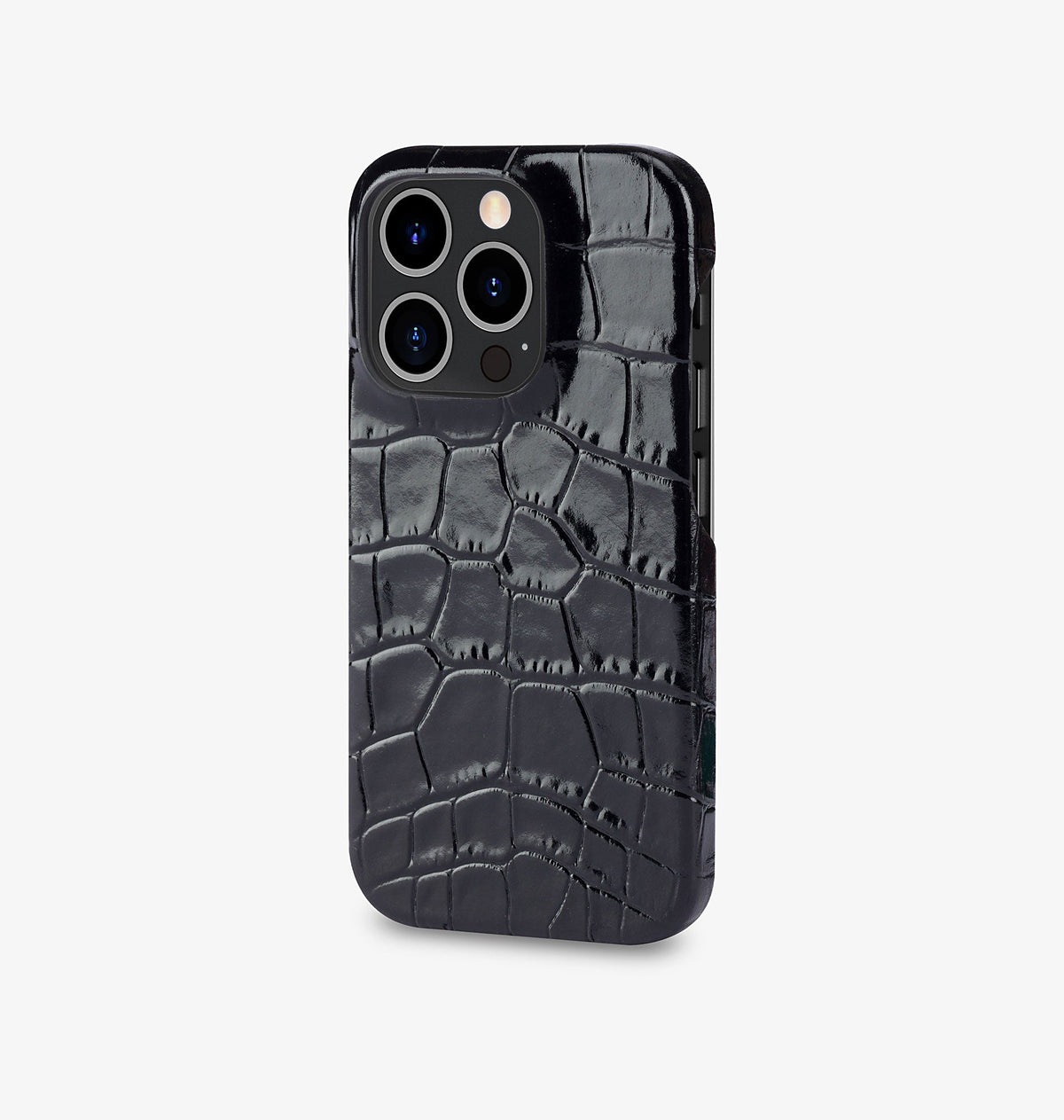 iPhone 14 — Vitello stampato coccodrillo — Nero — Visualizza immagine 2