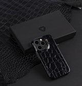 iPhone 14 Pro Max — Vitello stampato coccodrillo — Nero lucido — Visualizza immagine 5