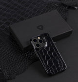 iPhone 14 — Vitello stampato coccodrillo — Nero — Visualizza immagine 5