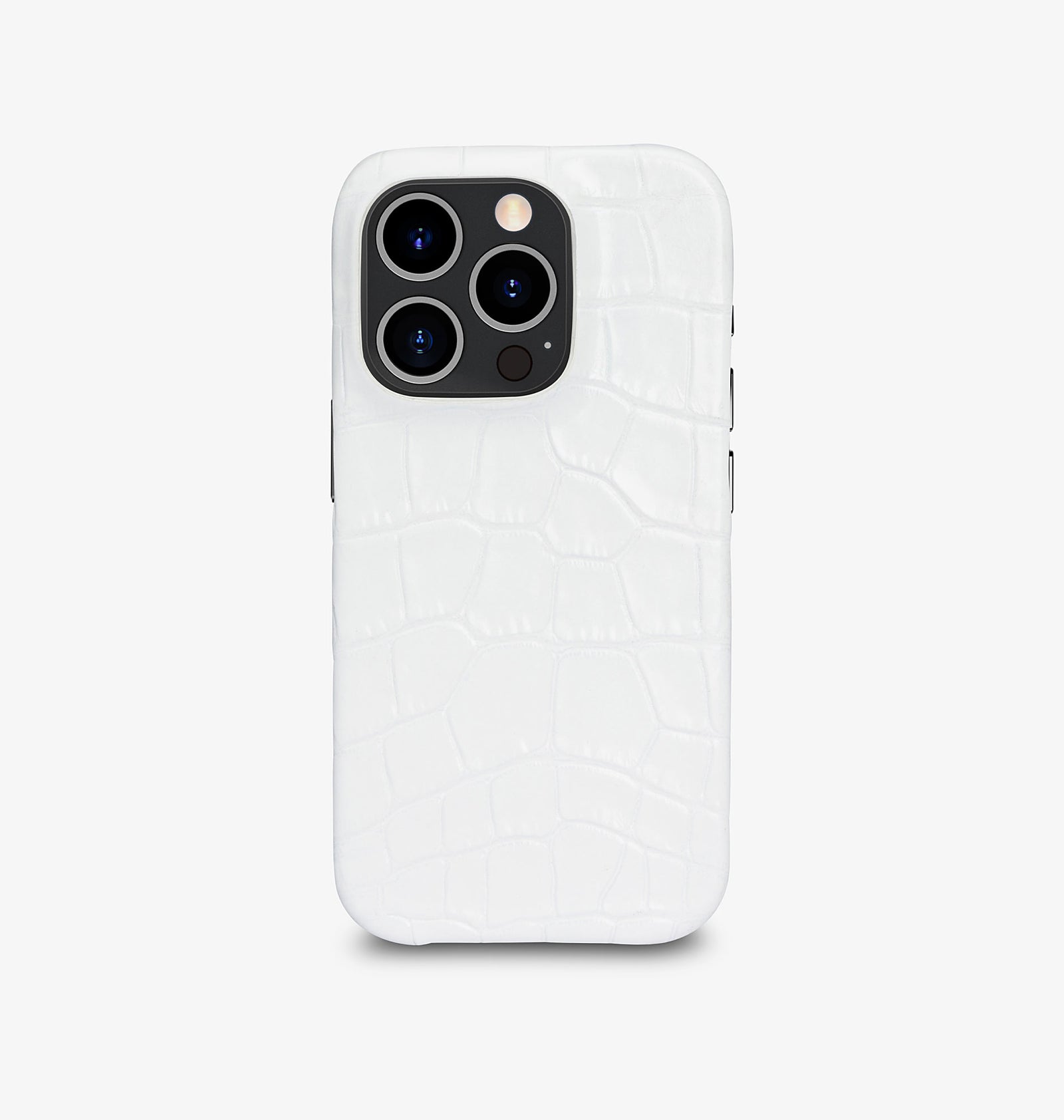 iPhone 14 Pro — Vitello stampato coccodrillo — Bianco lucido — Visualizza immagine 1