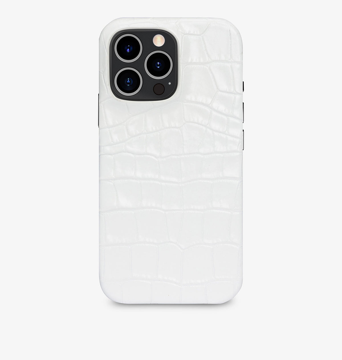 iPhone 13 Pro Max — Veau embossé crocodile — Glossy White — Voir l’image 1
